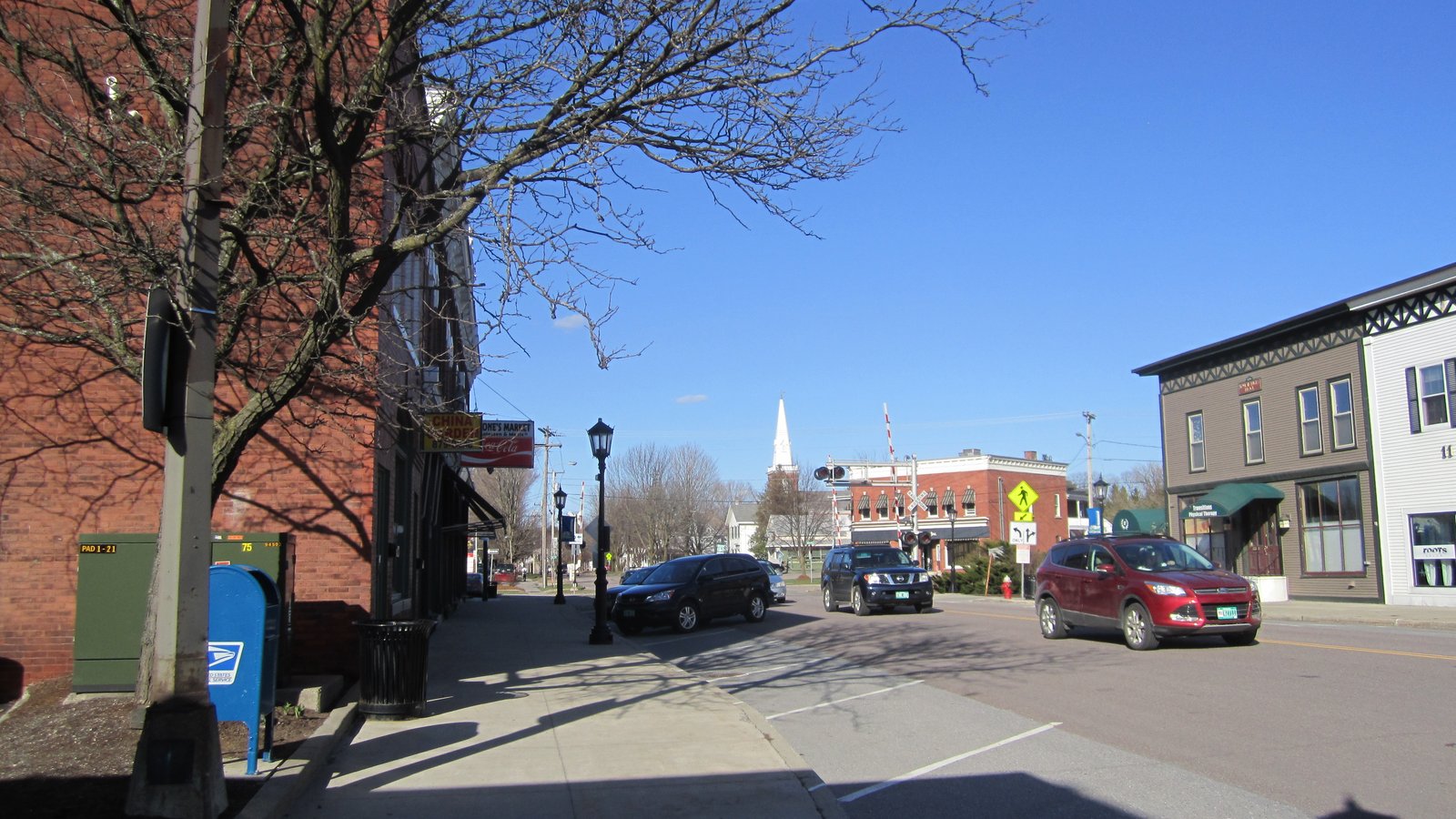 Main Street in Essex Junction, Vermont — A&M Homecare serves families across Chittenden County